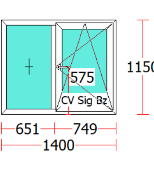 FEREASTRA PVC/2 CANATE